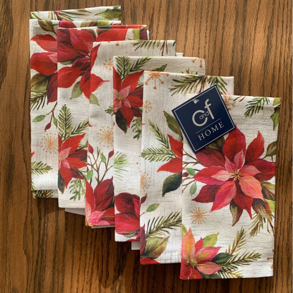 Poinsettia Cloth Napkins by C and F Home Set of 6